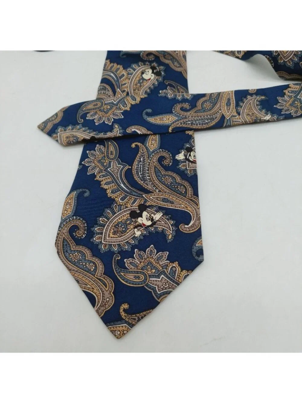 Balancine Tie Mickey Mouse Disney Paisley Classic Blue Paisle 100% Silk Necktie